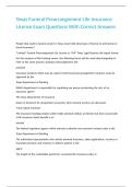 Texas Funeral Prearrangement Life Insurance License Exam Questions With Correct Answers