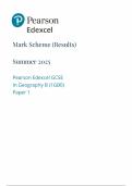 2025 Pearson Edexcel GCSE Geography B  Paper 1 MARK SCHEME &lpar;1GB0&rpar;