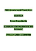 WGU D203 Anatomy and Physiology Exam Prep Guide 2025&sol;2026 &vert; Verified Study Notes and Practice Questions