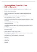 Strategic Mgmt Exam 1 A&plus; Pass Solved Correctly