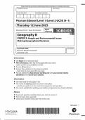 2025 Pearson Edexcel GCSE Geography B Paper 3 &lpar;1GB0&sol;03&colon; People and environmental issues making Geographical decisions&rpar;