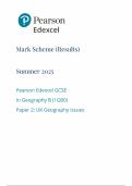 2025 Pearson Edexcel GCSE Geography B Mark Scheme Paper 2 &lpar;1GB0&sol;02&colon; UK Geography Issues&rpar;