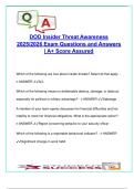 DoD Insider Threat Awareness &ndash; 2025&sol;2026 Exam Q&A &lpar;50&plus; Items&rpar; &vert; Sabotage&comma; Classified Info Security&comma; Behavioral Indicators&comma; Media Contact Rules &ndash; U&period;S&period; Military & Contractor Compliance
