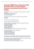 Strategic MGMT Exam Questions With Reviewed 100&percnt; Correct Detailed Answers Guaranteed Pass&excl;&excl;Current Update