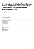 NPS Phlebotomy Certification Test 2025 Practice Questions and Correct Answers&sol; Phlebotomy Certification Test Practice Latest Review Questions and Answers