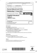   2025 Pearson Edexcel Level 3 GCE 9ET0&sol;03 English Literature Advanced  PAPER 3&colon; Poetry  