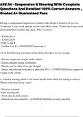 ASE A4 - Suspension & Steering With Complete Questions And Detailed 100&percnt; Correct Answers &comma; Graded A&plus; Guaranteed Pass 