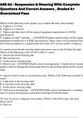 ASE A4 - Suspension & Steering With Complete Questions And Correct Answers &comma; Graded A&plus; Guaranteed Pass 