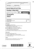   2025 Pearson Edexcel Level 3 GCE 9GE0&sol;01 Geography Advanced  PAPER 1