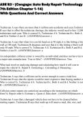 ASE B3 - &lpar;Cengage&colon; Auto Body Repair Technology 7th Edition Chapter 1-14&rpar; With Questions And Correct Answers