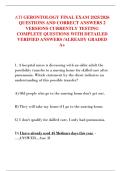 ATI GERONTOLOGY FINAL EXAM 2025&sol;2026  QUESTIONS AND CORRECT ANSWERS 2  VERSIONS CURRENTLY TESTING  COMPLETE QUESTIONS WITH DETAILED  VERIFIED ANSWERS &sol;ALREADY GRADED  A&plus;