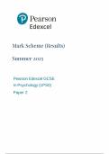 2025 Pearson Edexcel GCSE Psychology Mark Scheme Paper 2 &lpar;1PSO&sol;02&rpar;