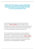 FNDH 400 Final Exam Latest 2025&sol;2026  Questions and Correct Answers Graded  A&plus;&vert;100&percnt; Guaranteed Pass