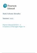 2025 Pearson Edexcel GCSE Statistics Mark Scheme Paper 1 &lpar;1STO&sol;1H&rpar;