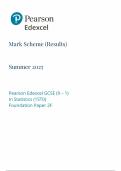 2025 Pearson Edexcel GCSE Statistics Mark Scheme Paper 2 &lpar;1STO&sol;2F&rpar;