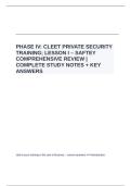 PHASE IV CLEET PRIVATE SECURITY TRAINING&semi; LESSON I &ndash; SAFTEY COMPREHENSIVE REVIEW  COMPLETE STUDY NOTES &plus; KEY ANSWERS