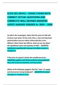ECON 201 &lpar;WVU&rpar; &ndash; EXAM 2 EXAM WITH CORRECT ACTUAL QUESTIONS AND CORRECTLY WELL DEFINED ANSWERS LATEST ALREADY GRADED A&plus; 2025 &ndash; 2026