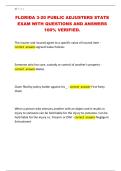 FLORIDA 3-20 PUBLIC ADJUSTERS STATE  EXAM WITH QUESTIONS AND ANSWERS  100&percnt; VERIFIED&period;