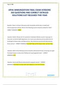 APHA IMMUNIZATION FINAL EXAM VERSIONS 350 QUESTIONS AND CORRECT DETAILED SOLUTIONS JUST RELEASED THIS YEAR