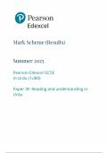 2025 Pearson Edexcel GCSE Urdu Paper Mark Scheme 3F &lpar;1URO&sol;3F&colon; Reading and understanding in Urdu&rpar;