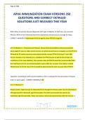 APHA IMMUNIZATION EXAM VERSIONS 350 QUESTIONS AND CORRECT DETAILED SOLUTIONS JUST RELEASED THIS YEAR