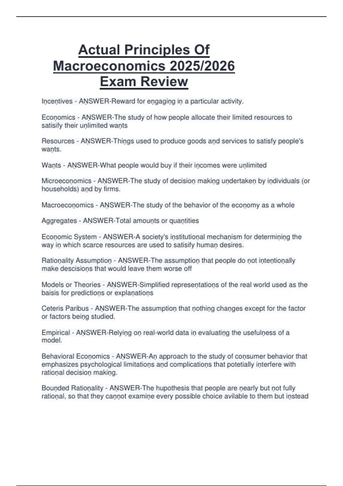 Actual Principles Of Macroeconomics 2025/2026 Exam Review - Principles ...