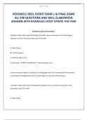 ROCKWELL REAL ESTATE EXAM 1 & FINAL EXAM ALL 500 QUESTIONS AND WELL ELABORATED ANSWERS WITH RAIONALES LATEST UPDATE THIS YEAR