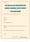 TAP 250 Exam ALL QUESTIONS AND CORRECT ANSWERS LATEST UPDATE THIS YEAR NEW&excl;&excl;