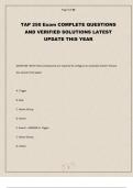 TAP 250 Exam COMPLETE QUESTIONS AND VERIFIED SOLUTIONS LATEST UPDATE THIS YEAR