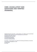 CWB 1 EXAM &lpar;LATEST 2025 QUESTIONS AND VERIFIED ANSWERS&rpar;