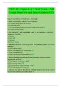 CWV 101 Topics 1–6 + Final Exam – Full  Course Overview and Study Guide (GCU)
