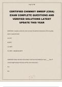 CERTIFIED CHIMNEY SWEEP &lpar;CSIA&rpar; EXAM COMPLETE QUESTIONS AND VERIFIED SOLUTIONS LATEST UPDATE THIS YEAR