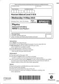 2025 Pearson Edexcel Level 3 GCE 8PH0&sol;01 Physics Advanced  Subsidiary PAPER 1&colon; Core Physics I 2025 Pearson Edexcel Level 3 GCE 8PH0&sol;01 Physics Advanced  Subsidiary PAPER 1&colon; Core Physics I 