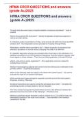 HFMA CRCR QUESTIONS and answers  &lpar;grade A&plus;&rpar;2025