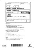 2025 Pearson Edexcel Level 3 GCE 9PL0&sol;3B Politics Advanced PAPER  3&colon; Comparative Politics &ndash; Global Politics 