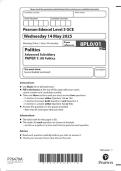 2025 Pearson Edexcel Level 3 GCE 8PL0&sol;01 Politics Advanced  Subsidiary PAPER 1&colon; UK Politics 