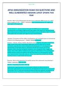 APHA IMMUNIZATION EXAM 350 QUESTIONS AND WELL ELABORATED ANSWERS LATEST UPDATE THIS YEAR