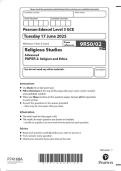2025 Pearson Edexcel Level 3 GCE 9RS0/02 Religious Studies  Advanced PAPER 2: Religion and Ethics 