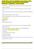 COMMUNITY HEALTH NURSING &lpar;CHN&rpar; FINAL EXAM 2025 &ndash; COMPLETE QUESTIONS AND VERIFIED ANSWERS &vert; GRADED A&plus; STUDY GUIDE 