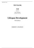TEST BANK  FOR  Prepared by&colon;  Alan Swinkels Lifespan Development  Fifth Edition  ROBERT S&period; FELDMAN&vert;&vert;ISBN&colon;9780134495934