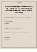 NURS 3366 PATHOPHYSIOLOGY EXAM 1&comma; 2 & 3 COMPLETE 500 QUESTIONS AND VERIFIED SOLUTIONS LATEST UPDATE THIS YEAR