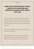 NURS 3366 PATHOPHYSIOLOGY EXAM 2 COMPLETE 350 QUESTIONS AND VERIFIED SOLUTIONS LATEST UPDATE THIS YEAR