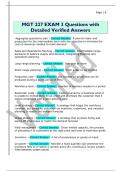 MGT 227 EXAM 3 Questions with  Detailed Verified Answers
