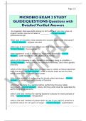 MICROBIO EXAM 2 STUDY  GUIDE&sol;QUESTIONS Questions with  Detailed Verified Answers 