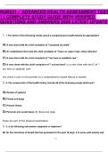 NUR631 &ndash; ADVANCED HEALTH ASSESSMENT TEST 1 &vert; COMPLETE STUDY GUIDE WITH VERIFIED QUESTIONS AND ANSWERS 2026 LATESTUPDATE 