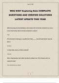 WGU D467 Exploring Data COMPLETE QUESTIONS AND VERIFIED SOLUTIONS LATEST UPDATE THIS YEAR