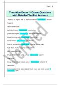 Transition Exam 1- CancerQuestions  with Detailed Verified Answers