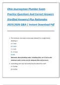 Ohio Journeyman Plumber Exam  Practice Questions And Correct Answers  &lpar;Verified Answers&rpar; Plus Rationales  2025&vert;2026 Q&A &vert; Instant Download Pdf 