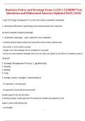 Business Policy and Strategy &ndash; Exam 1 &lpar;Chapters 1&ndash;5&rpar; BRMP Test Questions and Elaborated Answers&comma; Updated 2025&sol;2026 &ndash; Complete Study and Review Guide