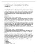 NUR 226 EXAM 1 - REVIEW QUESTIONS AND ANSWERS